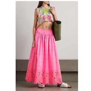 Anthropologie NWT Farm Rio Eyelet Maxi Skirt Size XS.